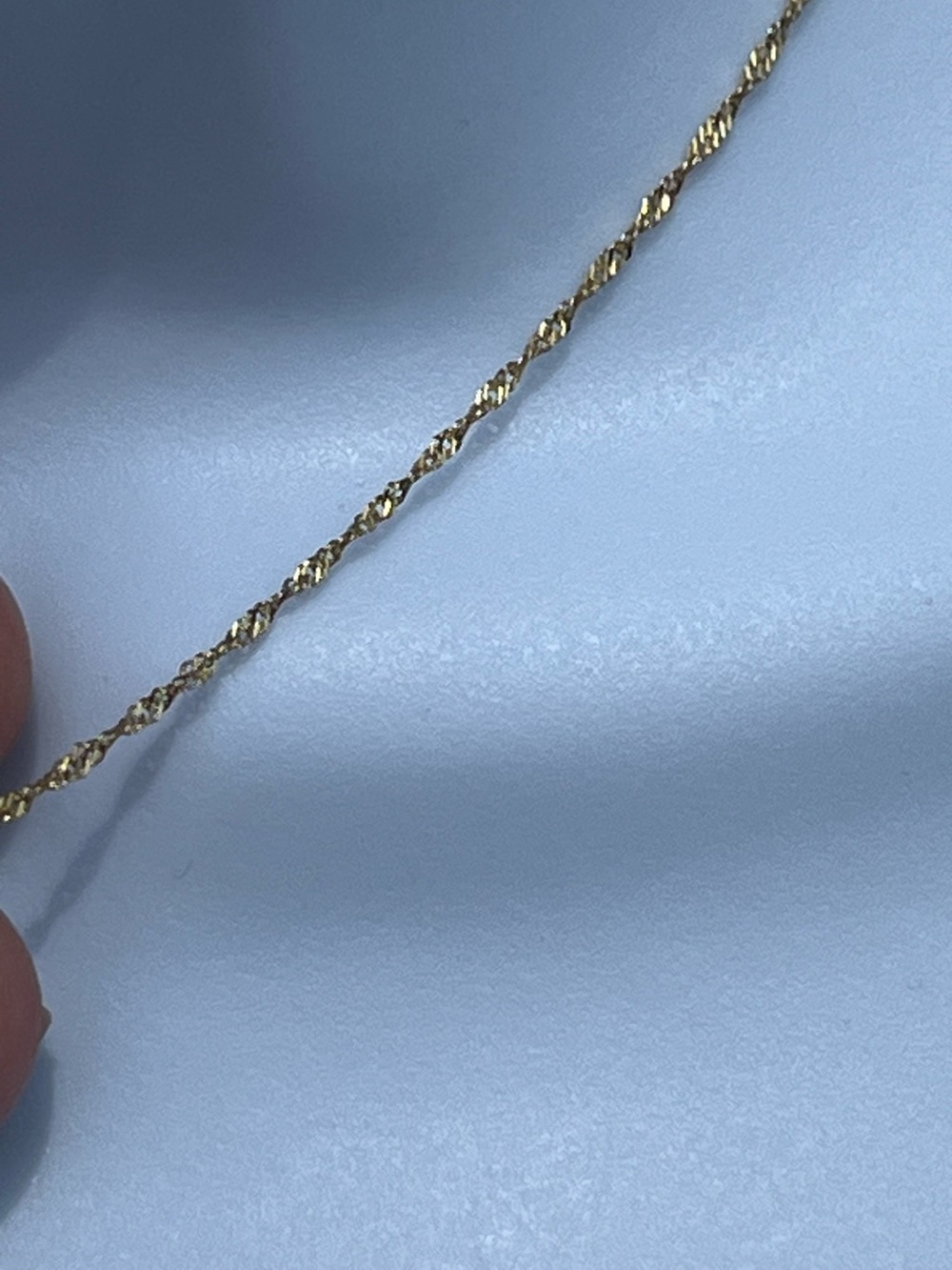K1: Solid 14K Yellow Gold Twisted Sparkle Chain Necklace - Women- 16 - Picture 6 of 7
